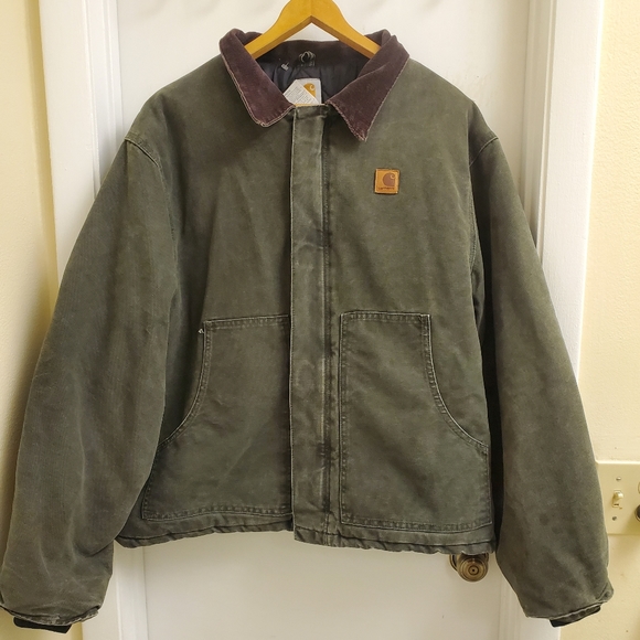 Carhartt Other - 🤩Rare vintage green carhartt quilted fleece lined canvas jacket size mens XXL
